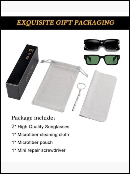 Square Frame Sunglasses Chunky Rectangle UV400 Protection Men Women